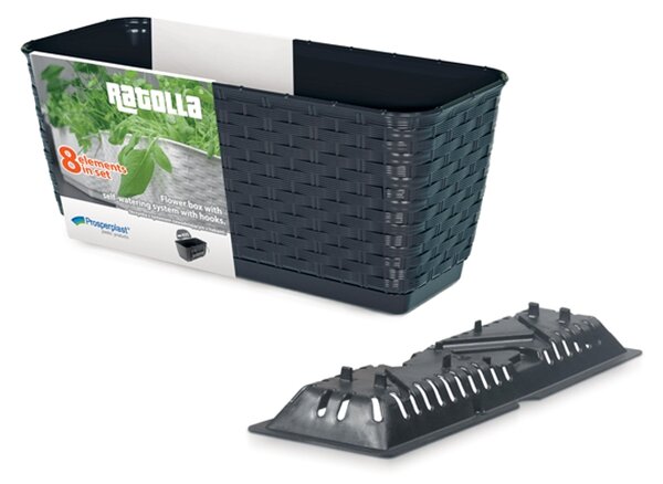 Plastový balkónový kvetináč DRL400PW 38,6 cm - antracit