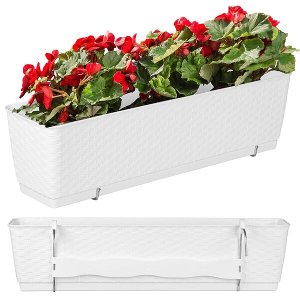 Plastový balkónový kvetináč DRL500PW 49,2 cm - biela