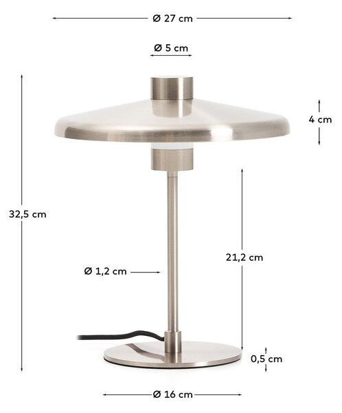 Stolová lampa v striebornej farbe s kovovým tienidlom (výška 32,5 cm) Nuvira – Kave Home