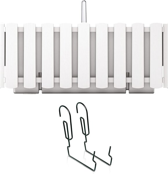Samozavlažovací plastový balkónový kvetináč DDEF400W 38 cm - biela