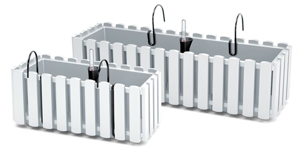Samozavlažovací plastový balkónový kvetináč DDEF400W 38 cm - biela
