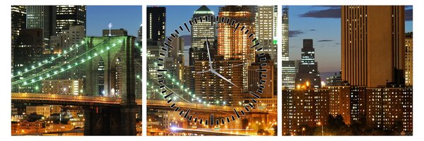 Obraz - Most s New Yorkom (s hodinami) (90x30 cm)