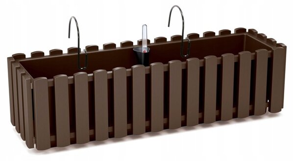 Samozavlažovací plastový balkónový kvetináč DDEF600W 58 cm - hnedá