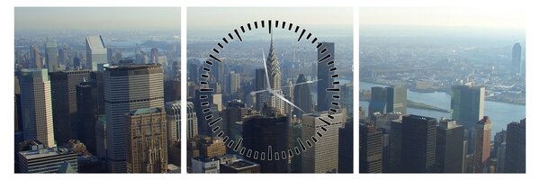 Obraz - Manhatten vo dne (s hodinami) (90x30 cm)