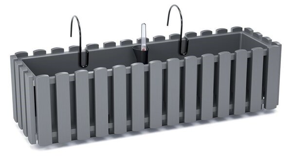 Samozavlažovací plastový balkónový kvetináč DDEF600W 58 cm - sivý kameň