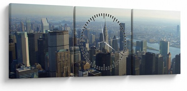 Obraz - Manhatten vo dne (s hodinami) (90x30 cm)