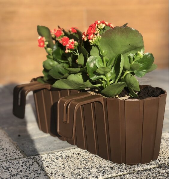 Plastový balkónový kvetináč DDECZ400 38,3 cm - hnedá