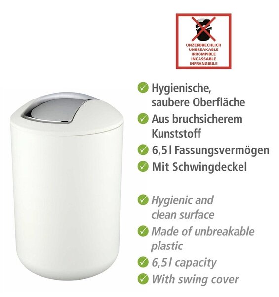Biely plastový odpadkový kôš 6,5 l Brasil – Wenko