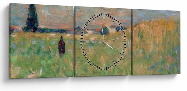 Obraz - Georges Seurat, A Summer Landscape, reprodukcia (s hodinami) (90x30 cm)