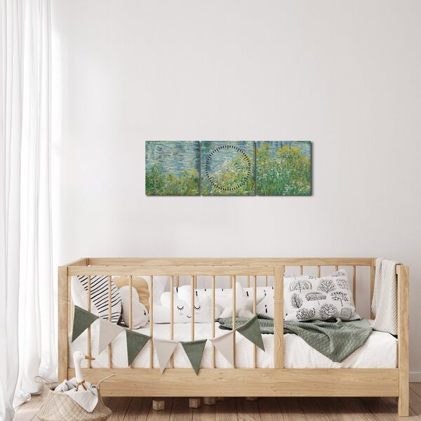 Obraz - Claude Monet, Banks of the Seine, reprodukcia (s hodinami) (90x30 cm)
