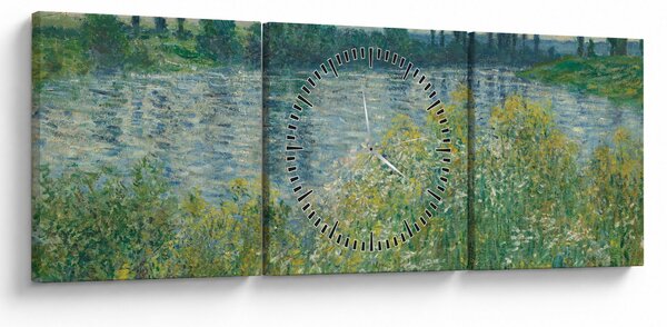 Obraz - Claude Monet, Banks of the Seine, reprodukcia (s hodinami) (90x30 cm)
