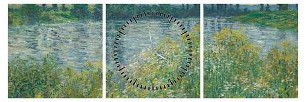 Obraz - Claude Monet, Banks of the Seine, reprodukcia (s hodinami) (90x30 cm)