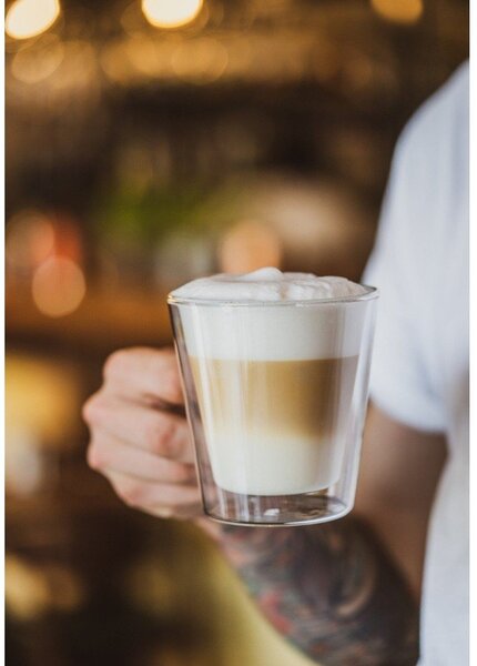 Sklenené hrnčeky v súprave 2 ks na cappuccino/dvojstenné 350 ml – Vialli Design