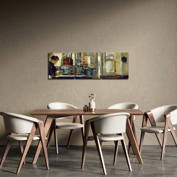 Obraz - Style of Edouard Manet, Bon Bock Cafe, reprodukcia (s hodinami) (90x30 cm)