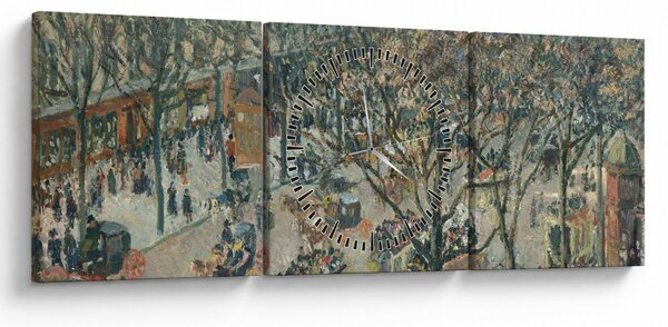 Obraz - Camille Pissarro, Boulevard des Italiens, Morning, Sunlight, reprodukcia (s hodinami) (90x30 cm)