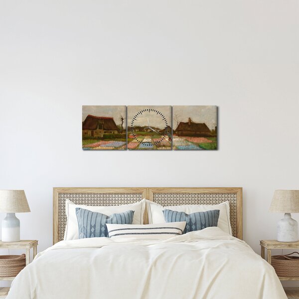 Obraz - Vincent van Gogh, Flower Beds in Holland, reprodukcia (s hodinami) (90x30 cm)