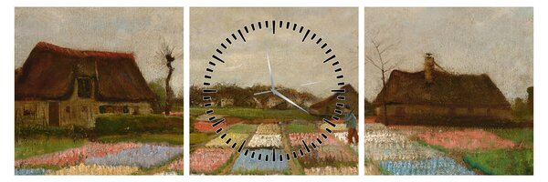 Obraz - Vincent van Gogh, Flower Beds in Holland, reprodukcia (s hodinami) (90x30 cm)