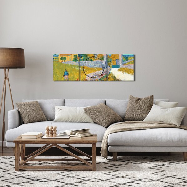 Obraz - Vincent van Gogh, Farmhouse in Provence, reprodukcia (s hodinami) (90x30 cm)