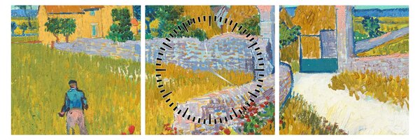 Obraz - Vincent van Gogh, Farmhouse in Provence, reprodukcia (s hodinami) (90x30 cm)