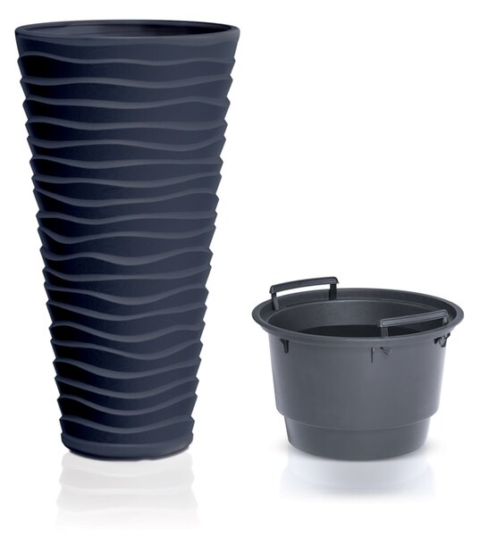 Vysoký plastový kvetináč DPSA400 38,7 cm - antracit