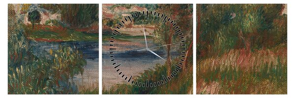 Obraz - Auguste Renoir, Landscape at Vetheuil, reprodukcia (s hodinami) (90x30 cm)
