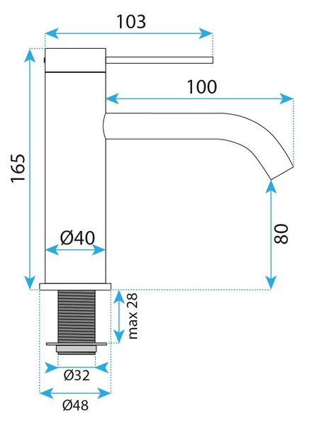 Rea Rivo, umývadlová batéria h-165 mm, brúsená oceľ, REA-B6530