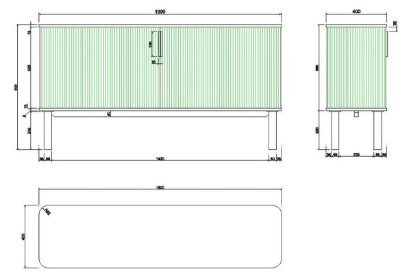 Nízka komoda v dekore duba s posuvnými dverami v prírodnej farbe 160x80 cm Langley – Actona