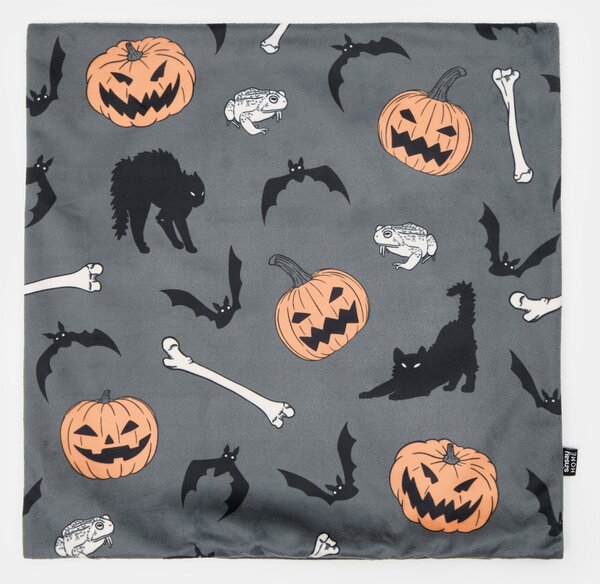 Sinsay - Obliečka na vankúš s halloweenským motívom - tmavosivá