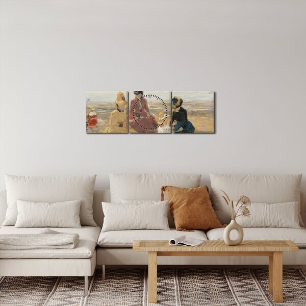 Obraz - Eugène Boudin, On the Beach, Trouville, reprodukcia (s hodinami) (90x30 cm)