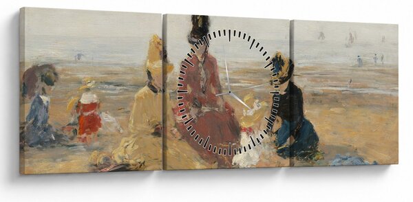 Obraz - Eugène Boudin, On the Beach, Trouville, reprodukcia (s hodinami) (90x30 cm)