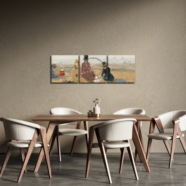 Obraz - Eugène Boudin, On the Beach, Trouville, reprodukcia (s hodinami) (90x30 cm)