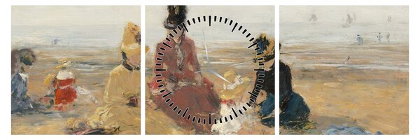 Obraz - Eugène Boudin, On the Beach, Trouville, reprodukcia (s hodinami) (90x30 cm)