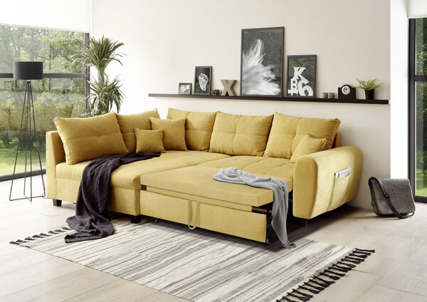 ROHOVÁ SEDACIA SÚPRAVA, textil, kompozitné drevo, žltá MID.YOU - Sedačky, Online Only