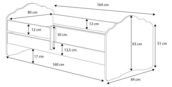 Detská posteľ s matracom Camos B 80x160 cm - biela