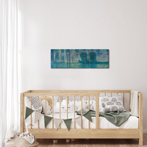 Obraz - Claude Monet, Palazzo da Mula, Venice, reprodukcia (s hodinami) (90x30 cm)