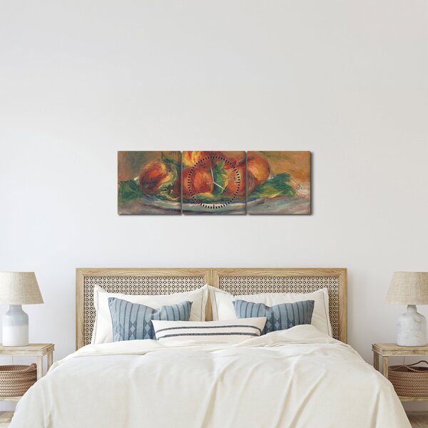 Obraz - Auguste Renoir, Peaches on a Plate, reprodukcia (s hodinami) (90x30 cm)