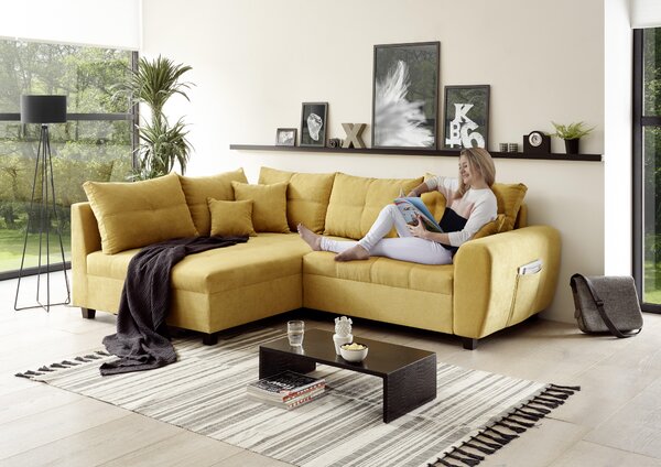 ROHOVÁ SEDACIA SÚPRAVA, textil, kompozitné drevo, žltá MID.YOU - Sedačky, Online Only