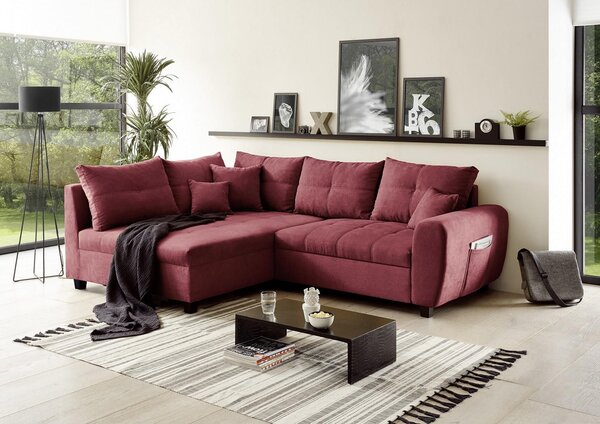 ROHOVÁ SEDAČKA, textil, kompozitné drevo, bobuľová MID.YOU - Sedačky, Online Only
