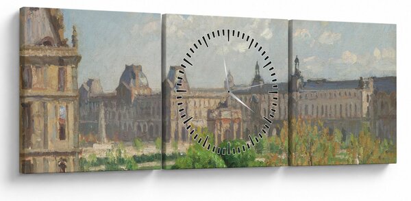 Obraz - Camille Pissarro, Place du Carrousel, Paris, reprodukcia (s hodinami) (90x30 cm)