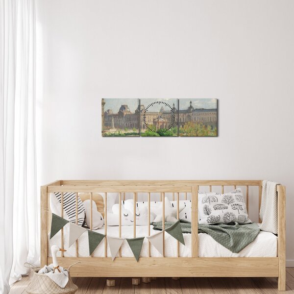 Obraz - Camille Pissarro, Place du Carrousel, Paris, reprodukcia (s hodinami) (90x30 cm)