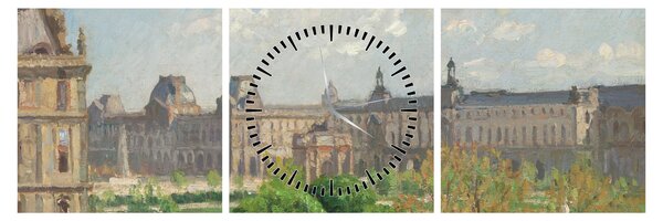 Obraz - Camille Pissarro, Place du Carrousel, Paris, reprodukcia (s hodinami) (90x30 cm)