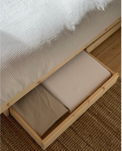 Jednolôžková posteľ z borovicového dreva s úložným priestorom s roštom 90x200 cm v prírodnej farbe Kanso – Karup Design