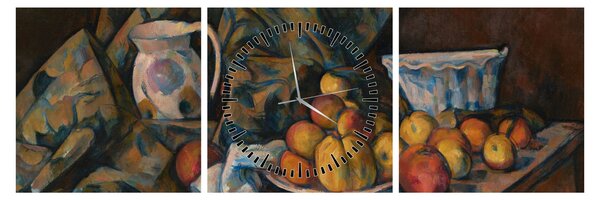 Obraz - Paul Cézanne, Still Life with Apples and Peaches, reprodukcia (s hodinami) (90x30 cm)