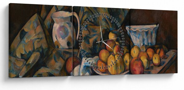 Obraz - Paul Cézanne, Still Life with Apples and Peaches, reprodukcia (s hodinami) (90x30 cm)