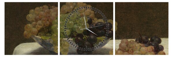 Obraz - Henri Fantin-Latour, Still Life with Grapes and a Carnation, reprodukcia (s hodinami) (90x30 cm)