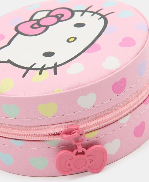 Sinsay - Šperkovnica z imitácie kože s priehradkami a zrkadielkom Hello Kitty - ružová