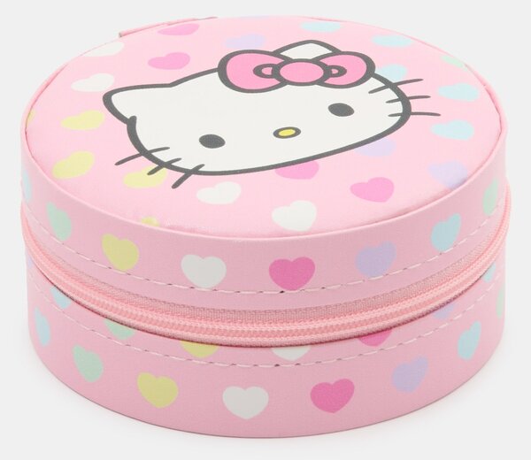 Sinsay - Šperkovnica z imitácie kože s priehradkami a zrkadielkom Hello Kitty - ružová