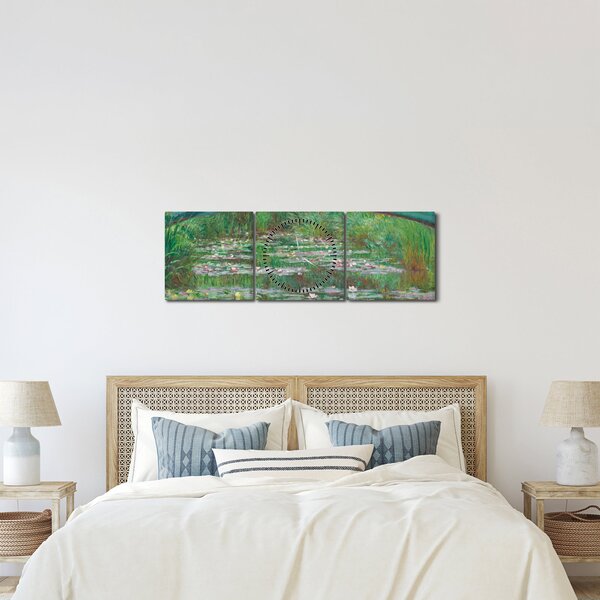 Obraz - Claude Monet, The Japanese Footbridge, reprodukcia (s hodinami) (90x30 cm)