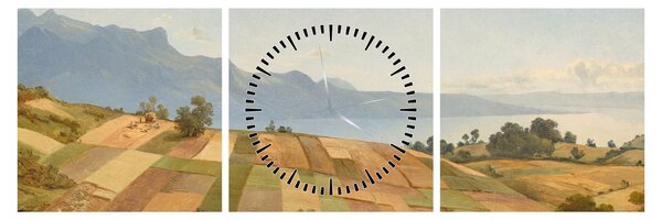 Obraz - Alexandre Calame, Swiss Landscape, reprodukcia (s hodinami) (90x30 cm)