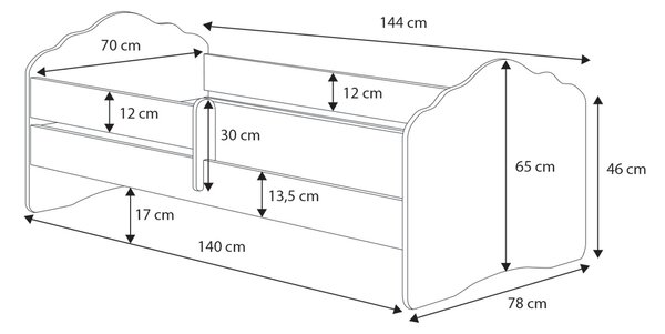 Detská posteľ s matracom Camos 70x140 cm - biela